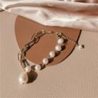 Freshwater Pearl Alloy Chain Bracelet Faux Pearl - Silver - One Size