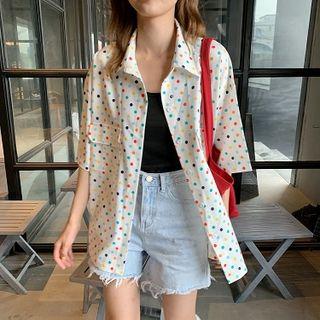 Polka Dot Short-sleeve Blouse Polka Dot - One Size