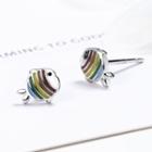 Fish Stud Earring 1 Pair - S925 Silver - As Shown In Figure - One Size