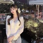 V-neck Lace Blouse With Tank Top