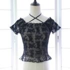 Embroidered Short Sleeve Lace Top