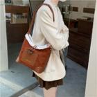 Fleece Trim Shoulder Bag Brown - One Size