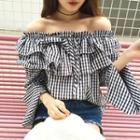 Tiered Off-shoulder Long-sleeve Blouse