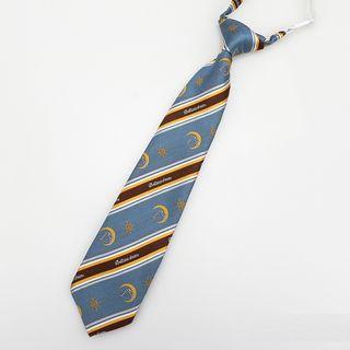 Striped Moon No Tie Neck Tie Sky Blue & Brown - One Size
