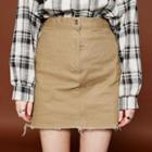 Fray-hem A-line Mini Skirt