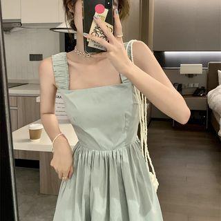 Square-neck Plain A-line Tank Dress