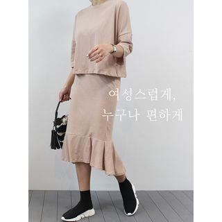 Set: 3/4-sleeve Top + Mermaid Skirt