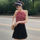 Halter-neck Gingham Top Gingham - Pink - One Size