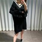 V-neck Ruffled Sweater Dress