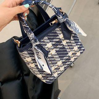 Tweed Mini Tote Bag With Shoulder Strap