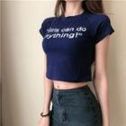 Letter Print Short Sleeve Cropped T-shirt