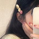 Stone Hair Clip 1561a - Pink & White - One Size