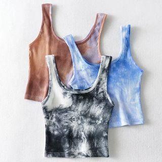 Scoop Neck Tie Dye Crop Tank Top
