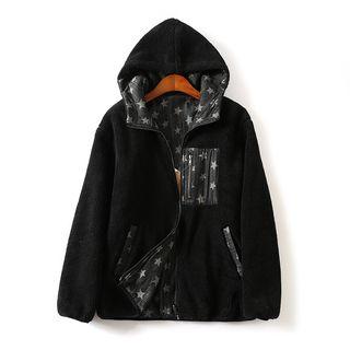 Reversible Star Print Fleece Zip Hoodie