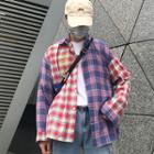 Long-sleeve Plaid Paneled Shirt