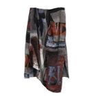 Tie-dyed Asymmetrical A-line Skirt Red & Blue & Gray & White - One Size