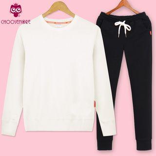 Set: Plain Pullover + Drawstring Jogger Pants