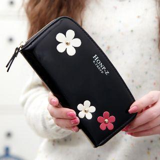 Floral Applique Long Wallet