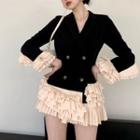 Pleated Ruffle Panel Blazer