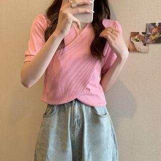 V-neck Asymmetric Cropped Top
