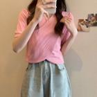V-neck Asymmetric Cropped Top