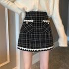 Plaid Tweed Mini A-line Skirt