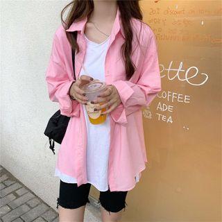 Elbow-sleeve V-neck T-shirt / Plain Shirt