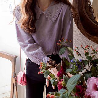 Lace-trim Collar Textured Blouse