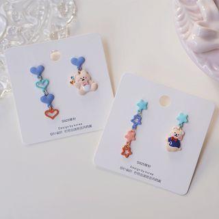 Bear Star Asymmetrical Alloy Dangle Earring