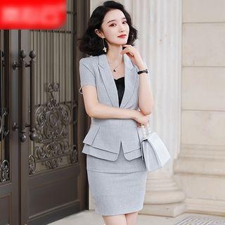 Short-sleeve Blazer / Dress Pants / Pencil Skirt / Camisole / Set