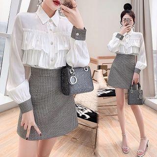 Set: Plain Shirt + Plaid Skirt
