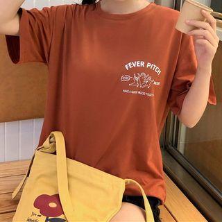 Cartoon Print Lettering Short-sleeve T-shirt