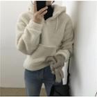Fleece Zip-collar Hoodie White - One Size