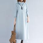 Mock Turtleneck Long-sleeve Maxi T-shirt Dress