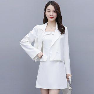 Set: Double Breasted Blazer + Spaghetti Strap Dress