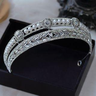 Wedding Faux Crystal Faux Pearl Tiara White - One Size