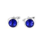 Fashion Simple Geometric Round Blue Cubic Zirconia Cufflinks Silver - One Size