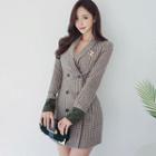 Plaid Long-sleeve Double Breasted Coat Dress