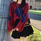 Set: Ripped Patterned Sweater + A-line Mini Skirt