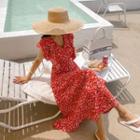 Ruffled Ditsy Flower Long Dress