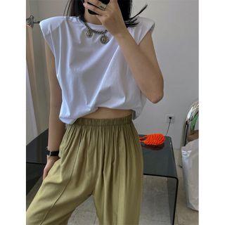 Sleeveless Round-sleeve Top