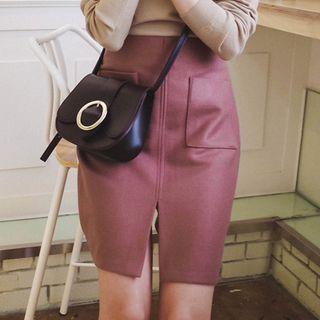 Band-waist H-line Wool Blend Skirt
