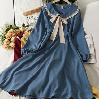 Ribbon-neckline Ruffled Midi Dress In 6 Colors
