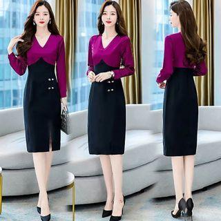 Two-tone Midi Sheath Dress