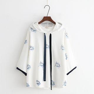 Lace Piped 3/4-sleeve Hoodie