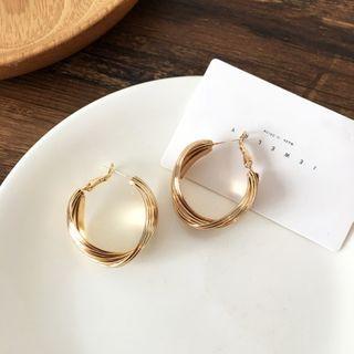 Twisted Alloy Dangle Earring 1 Pair - S925 Silver - Earrings - Gold - One Size
