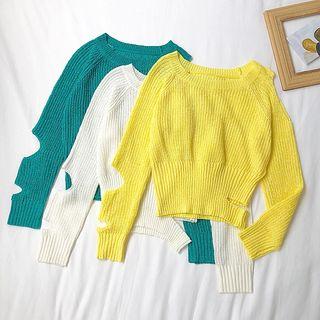 Cutout Round Neck Cropped Sweater