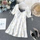 Bow-detail Cherry Print Short-sleeve Dress White - One Size