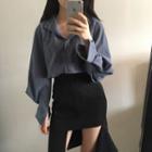 Plain Blouse/ Asymmetrical Pencil Skirt