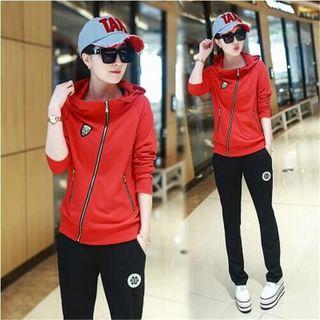 Set: Hooded Zip Jacket + Printed Pants